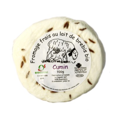 Fromage frais au lait de brebis "Cumin", Le Sapalet, 100g