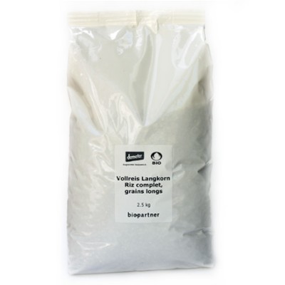 Riz complet long grain demeter, Biopartner, 2,5kg