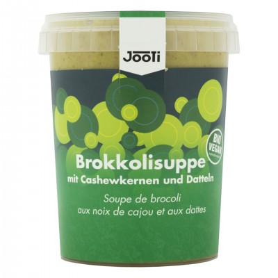 Soupe de brocoli aux noix de cajou et aux dattes / Chili sin carne mit roten Bohnen, vegan, Jooti, 450g
