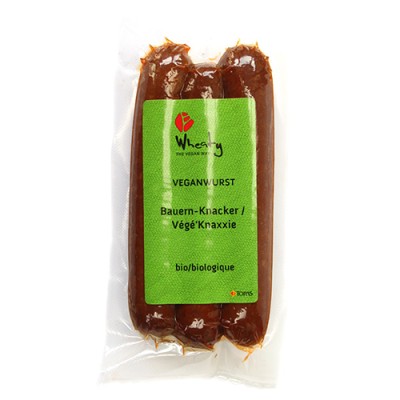 Bauern-Knacker, saucisses vegan /  Veganwurst Végé'knaxxie, Wheaty, 150g