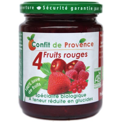 Confiture aux fruits rouges sans sucre ajouté, Confit de Provence, 290g