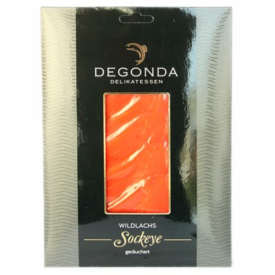 Saumon sauvage fumé en tranches Sockeye / Wildlachs geräuchert, Degonda, 100g environ