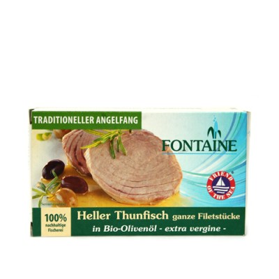 Thon clair à l'huile d'olive / Heller Thunfisch in Bio-Olivenöl, Fontaine, 120g